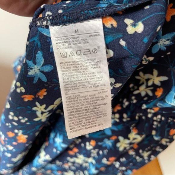 Gap Floral Tiered MIDI Dress Navy Blue v neck with shoulder ties - Picture 13 of 14